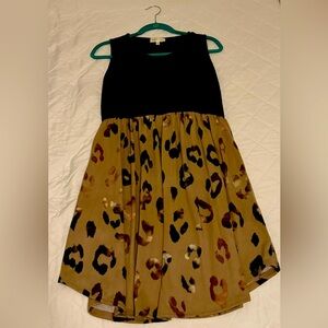 Perfect Peach Leopard Print Dress in Medium Black and Tan/Brown